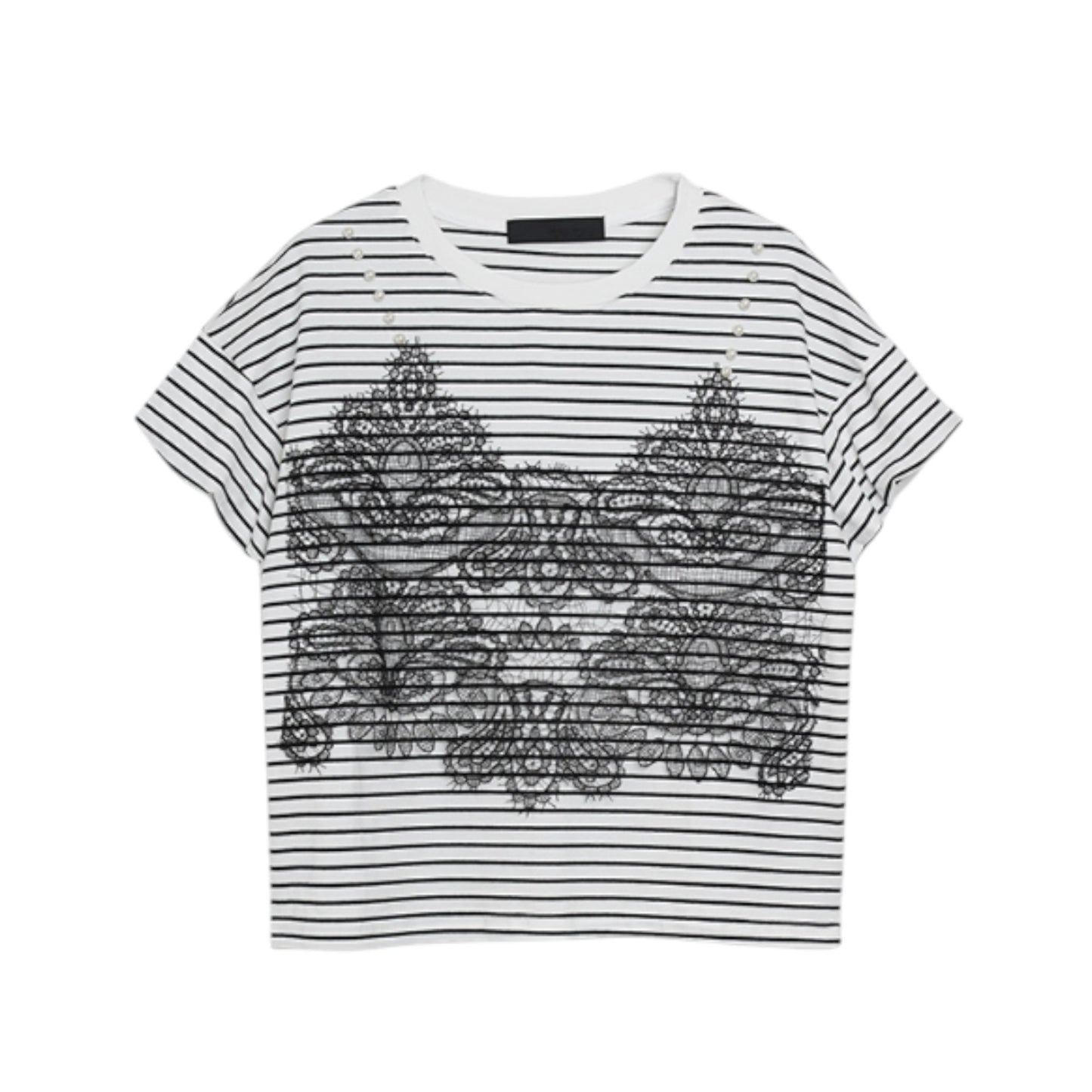 Lace Pearl Stripe Tee