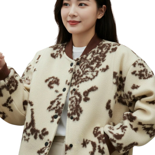 The Floral Teddy: Italian Wool Oversized Bomber