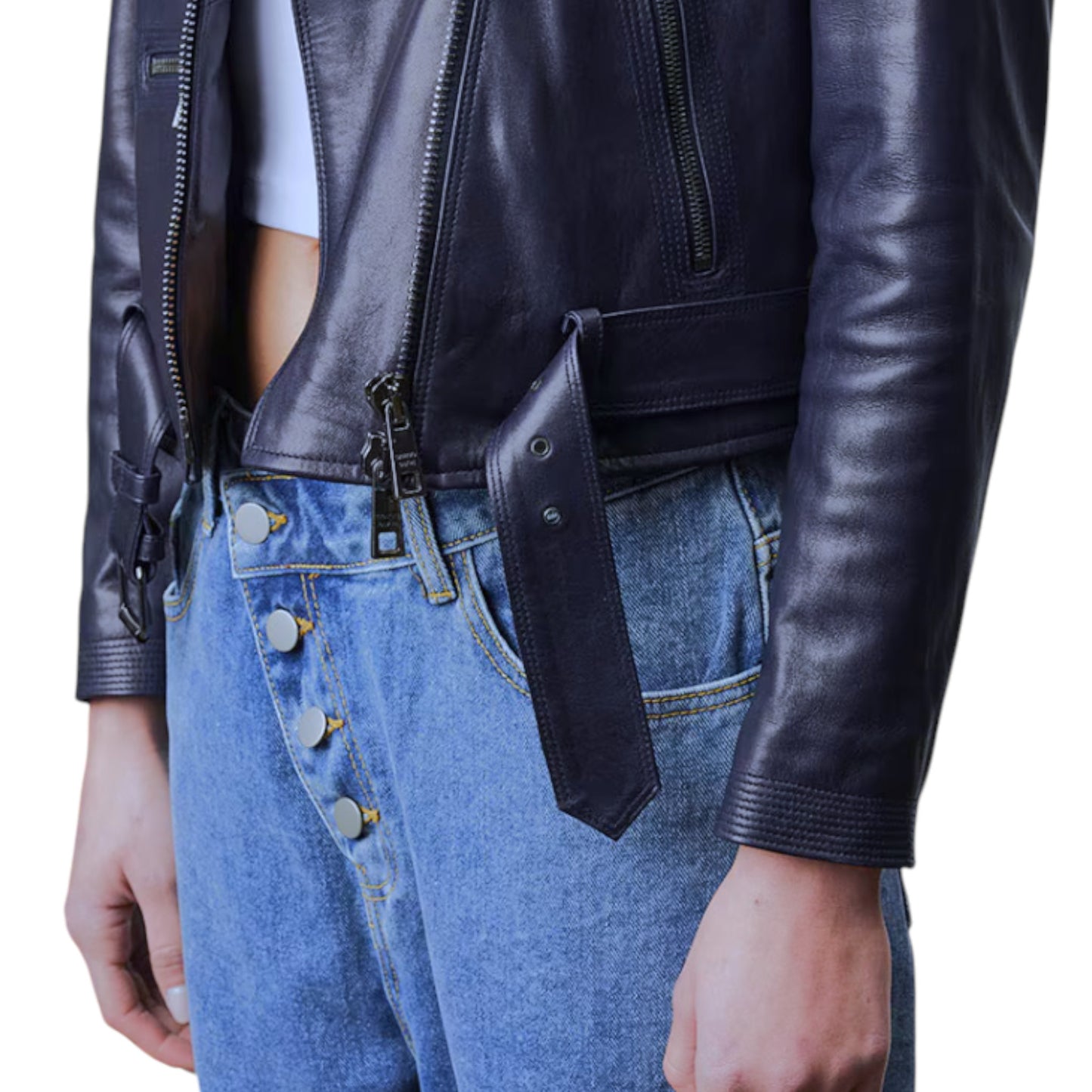 The Evolving Icon: Navy Lamb Leather Biker Jacket