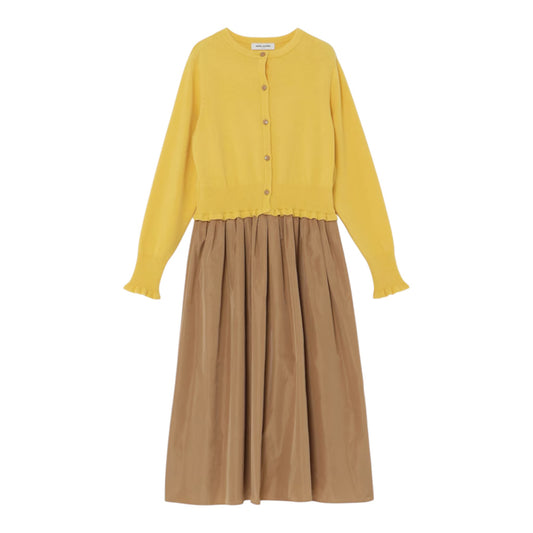 The Dual Elegance: Merino Knit & Taffeta Docking Dress