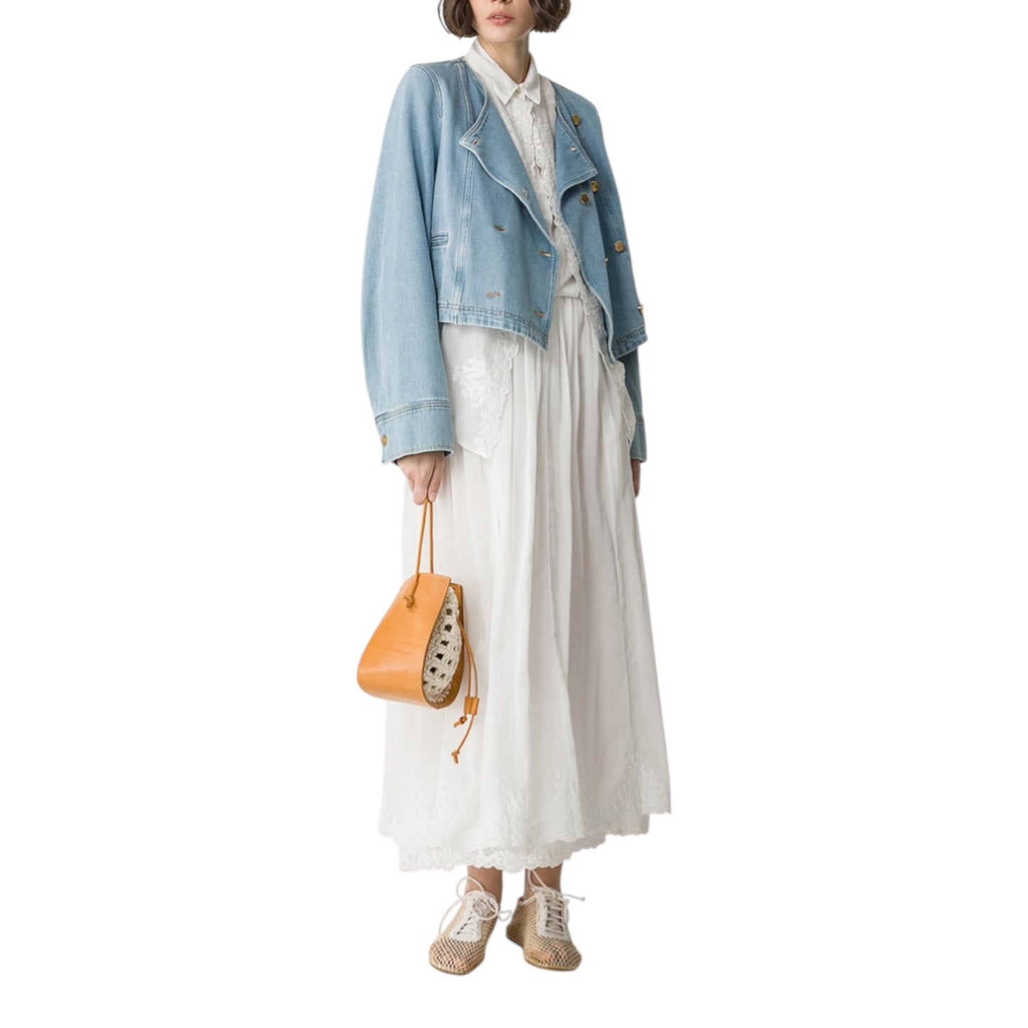 Indigo Reverie: The Double-Breasted Denim Muse