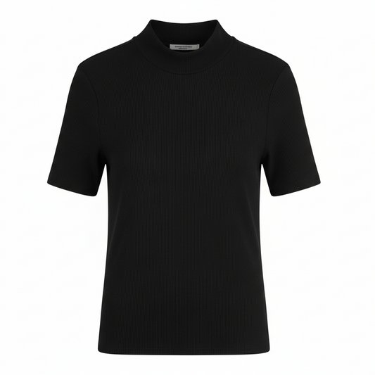 The Second Skin: Essentials Mock Neck Ribbed Tee