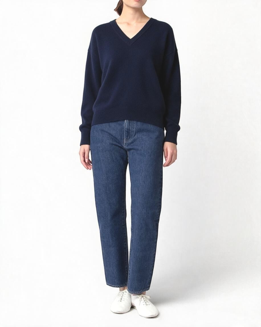 J.B. ATTIRE CHAMBERY DENIM FADE 正面のスリムテーパード着用スタイル