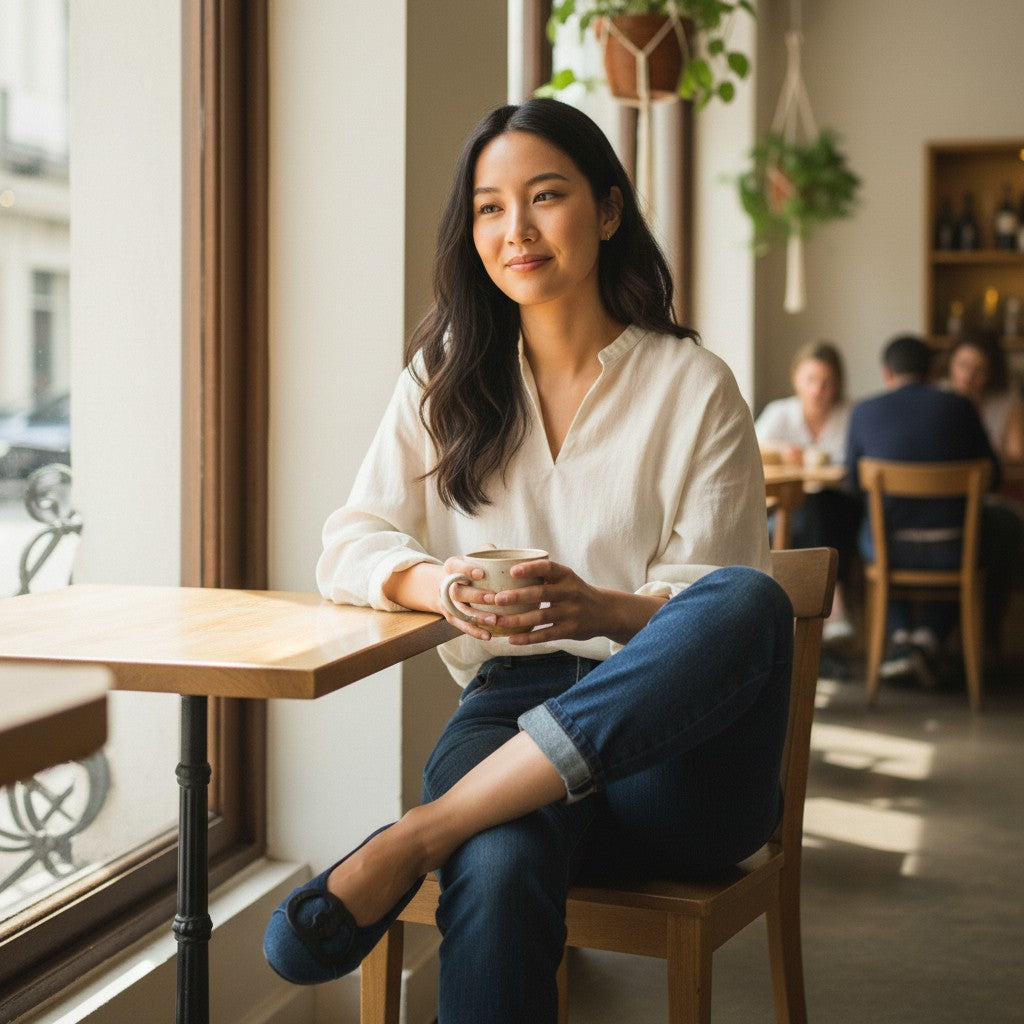 Casual Sophistication: Leather & Denim Mix Flats