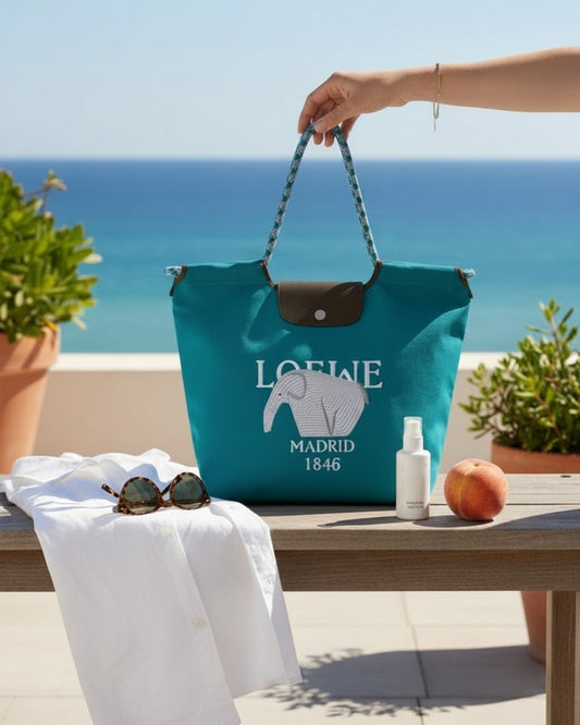 The Parisian Wild: Elephant Embroidered Rope Tote
