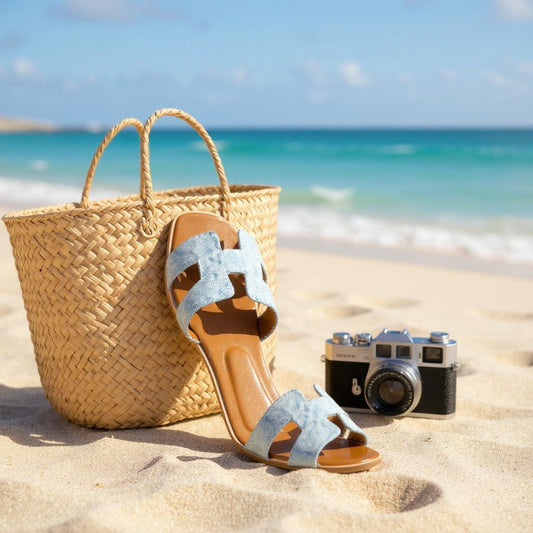 【MICALLE MICALLE】デニムHモチーフサンダル