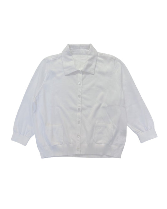 WHISPER OF CRYSTAL COTTON: THE ARCHITECTURAL WHITE CARDIGAN