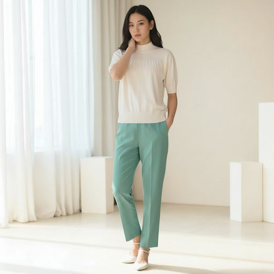 The Sculpted Drape: Effortless Elegance in Double-Cross Stretch