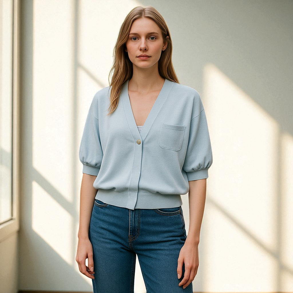 Italian Cotton Cropped Cardigan