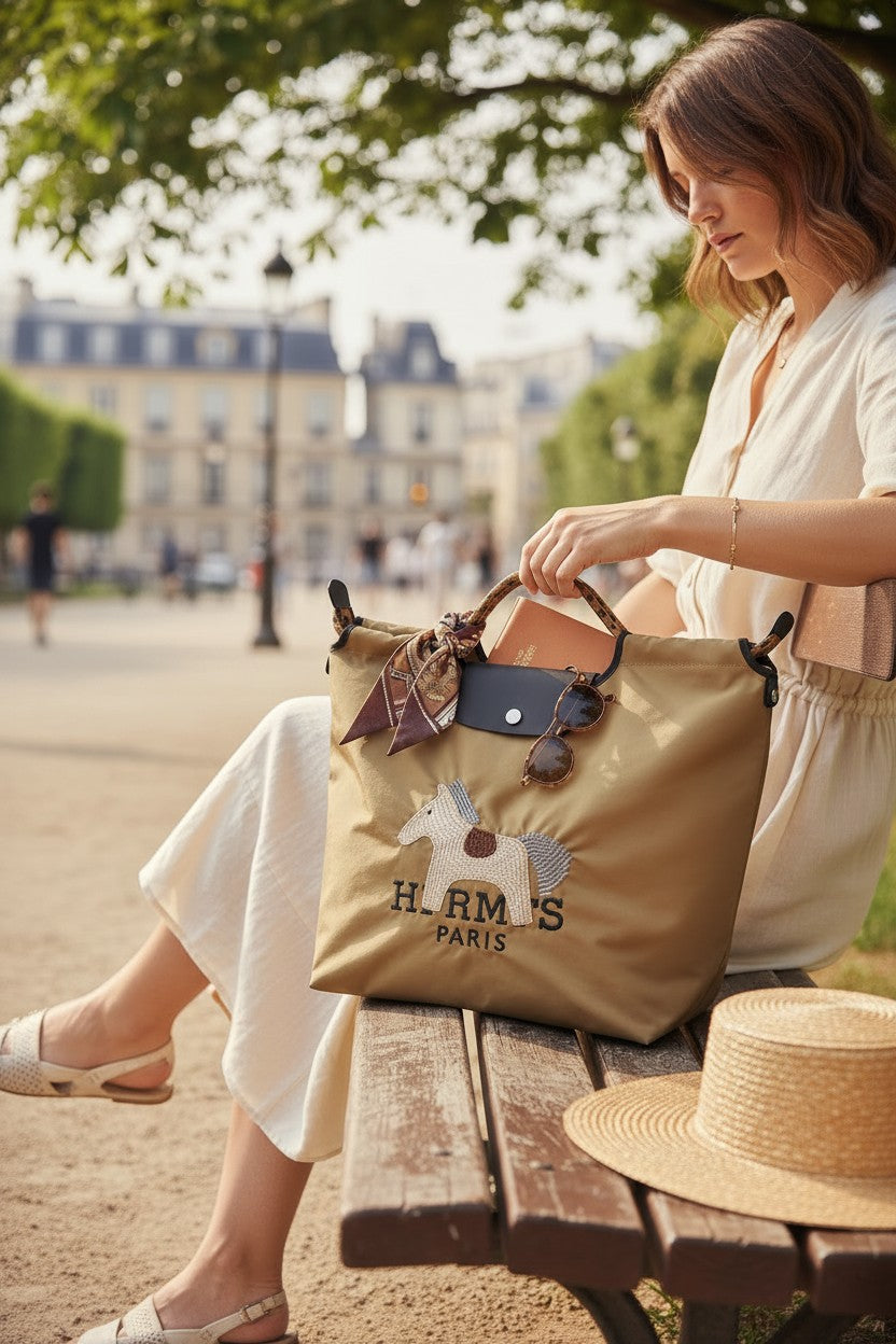 The Parisian Whisper: Embroidered Equestrian Tote