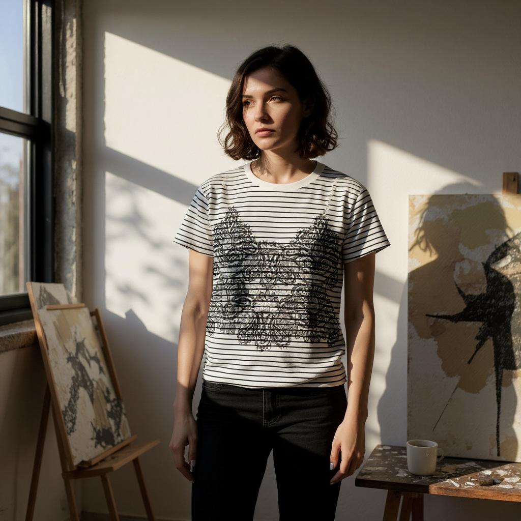 Lace Pearl Stripe Tee
