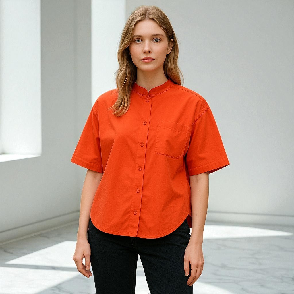 Chromatic Band Collar Blouse