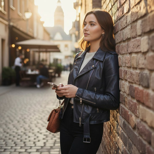 The Evolving Icon: Navy Lamb Leather Biker Jacket