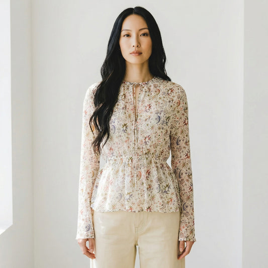 Celestial Canvas: The Hand-Painted Tied Blouse