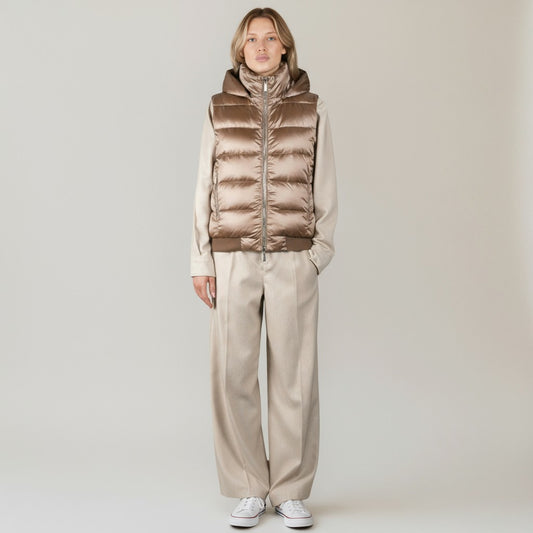LAYRE-HC The Urban Glow: Moca Camel Down Hooded Vest