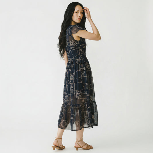 Artisanal Azure: The Cross-Stitch Embroidered Muse