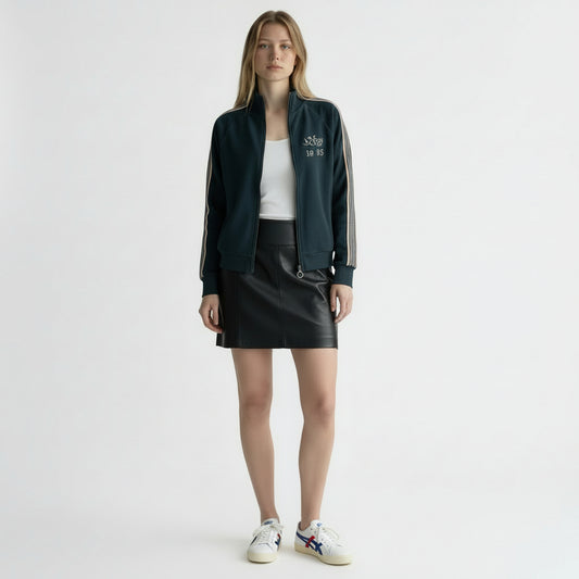 Midnight Velocity: The Embroidered Interlock Jacket