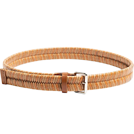 Woven regenerated leather belt