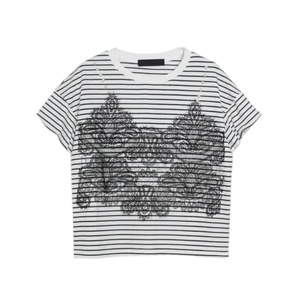 Lace Pearl Stripe Tee