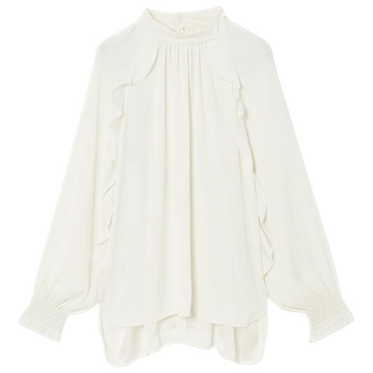 The Ivory Whisper: A Ruffled Dream Blouse