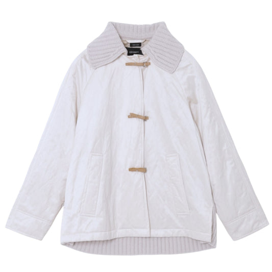 The Winter Cloud: Denim & Wool Contrast Short Coat