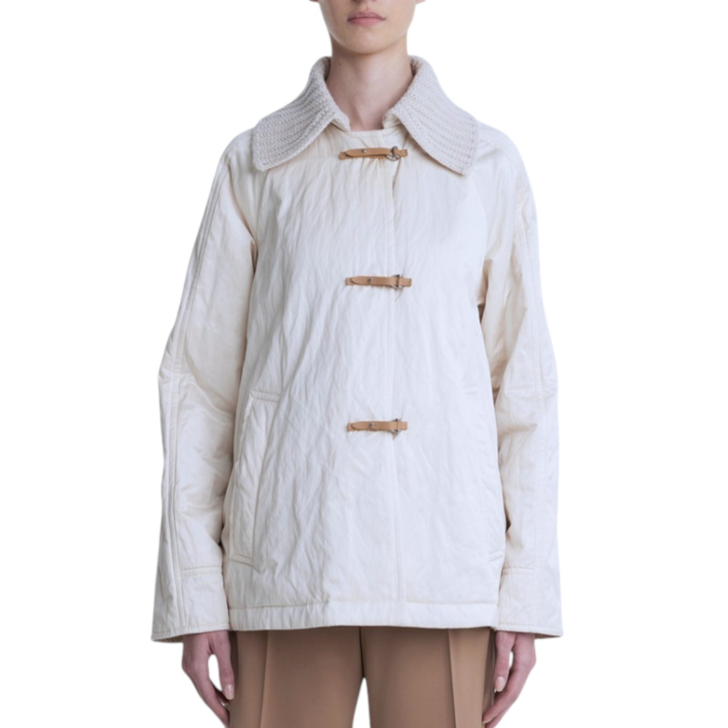 The Winter Cloud: Denim & Wool Contrast Short Coat