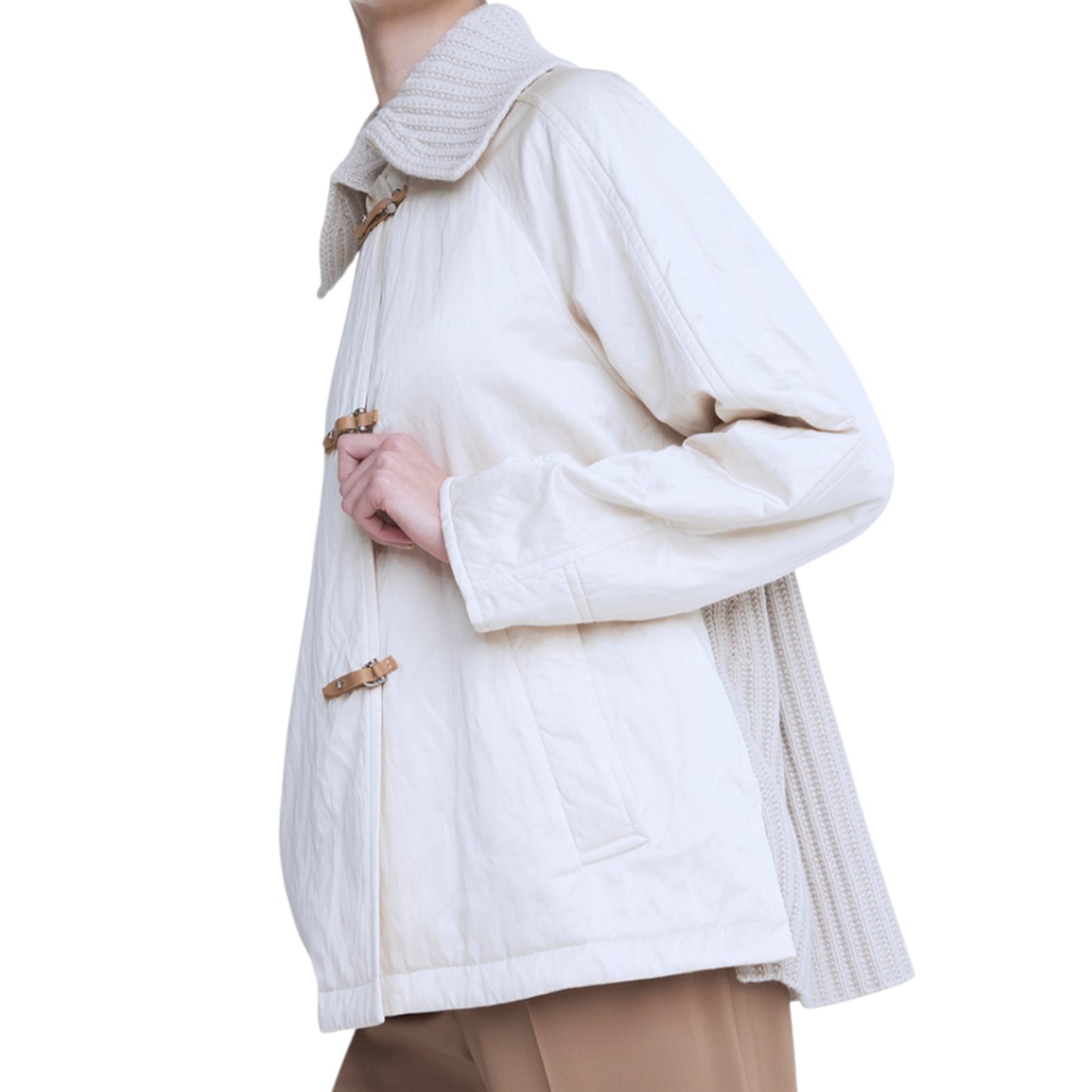 The Winter Cloud: Denim & Wool Contrast Short Coat