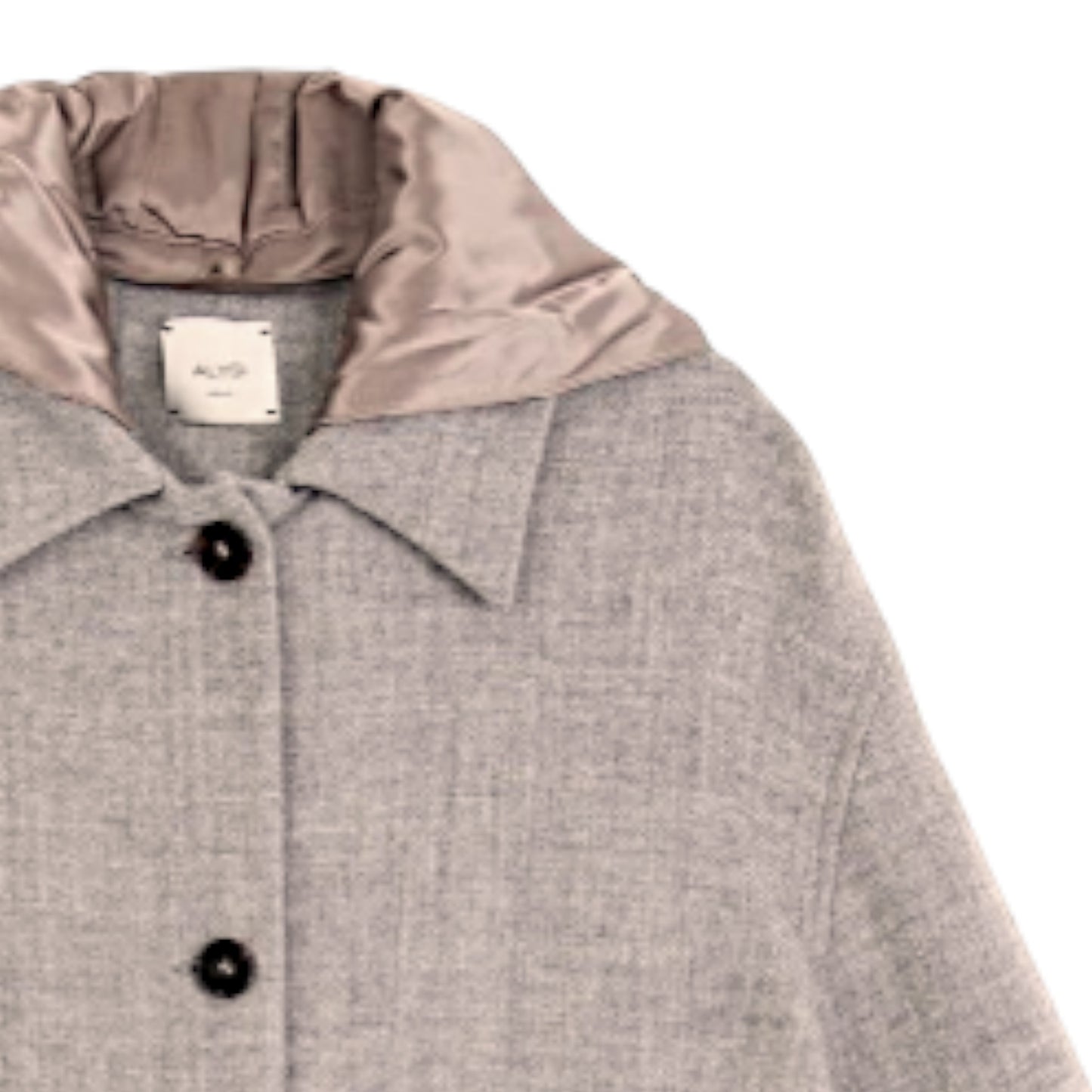 The Champagne Glow: Virgin Wool &amp; Satin Contrast Long Coat