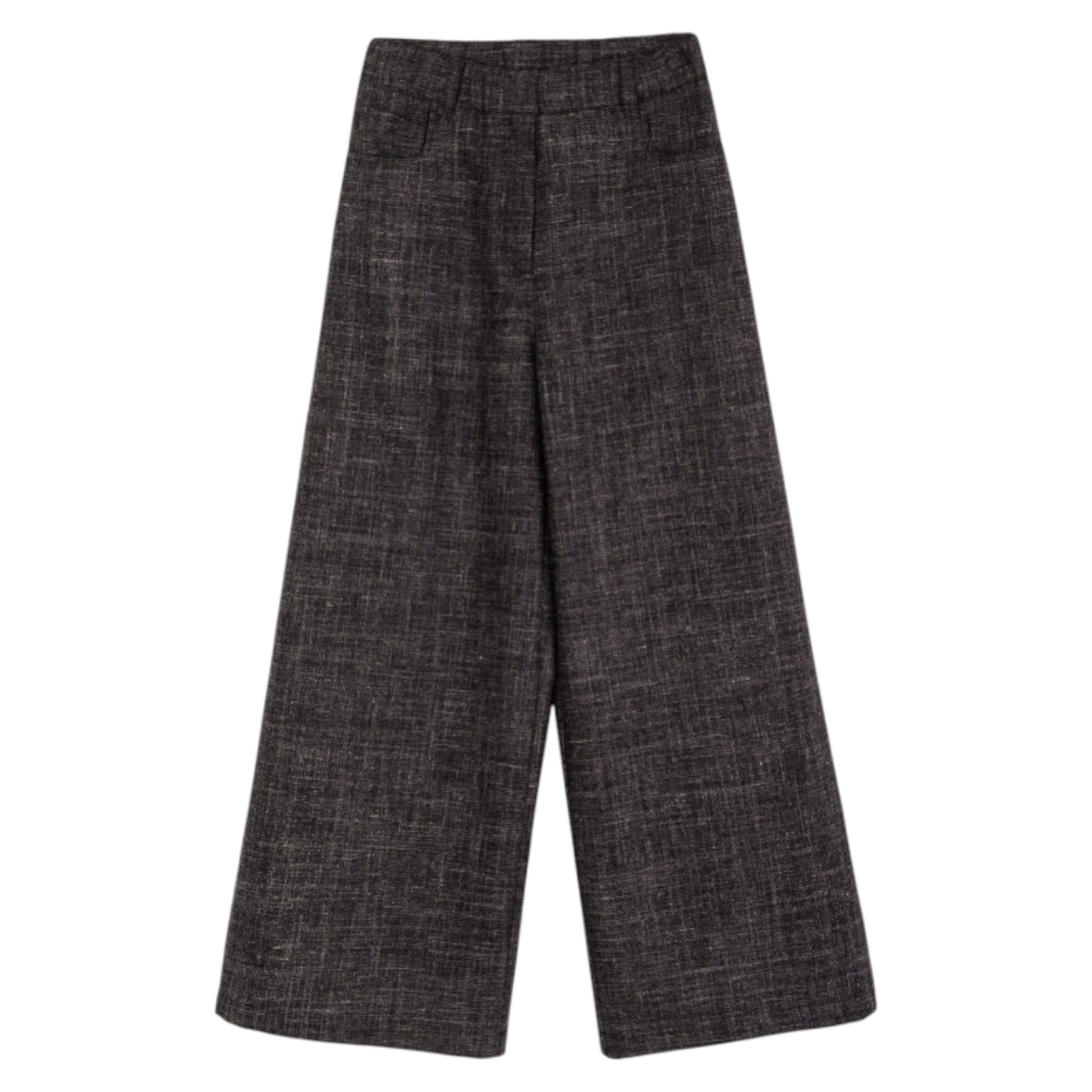 The Charcoal Texture: Italian Wool-Linen Wide Pants