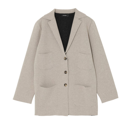 The Shadow Play: Dual-Tone Wool Knit Jacket