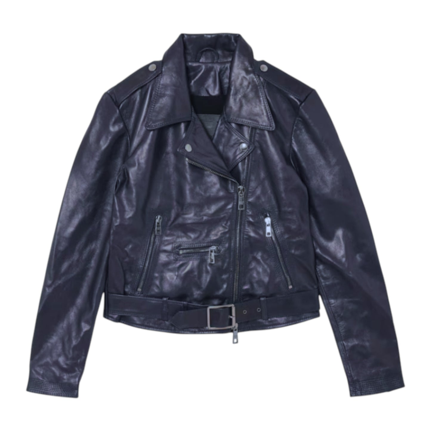 The Evolving Icon: Navy Lamb Leather Biker Jacket