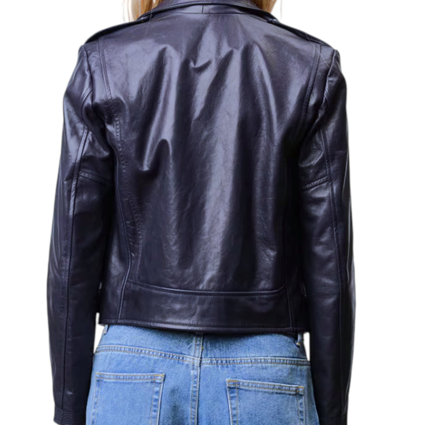 The Evolving Icon: Navy Lamb Leather Biker Jacket