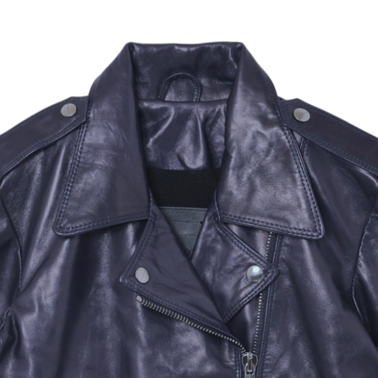 The Evolving Icon: Navy Lamb Leather Biker Jacket