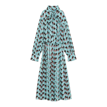 The Artful Muse: Erica Print Bow-tie Pleated Midi Dress
