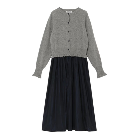 The Dual Elegance: Merino Knit & Taffeta Docking Dress