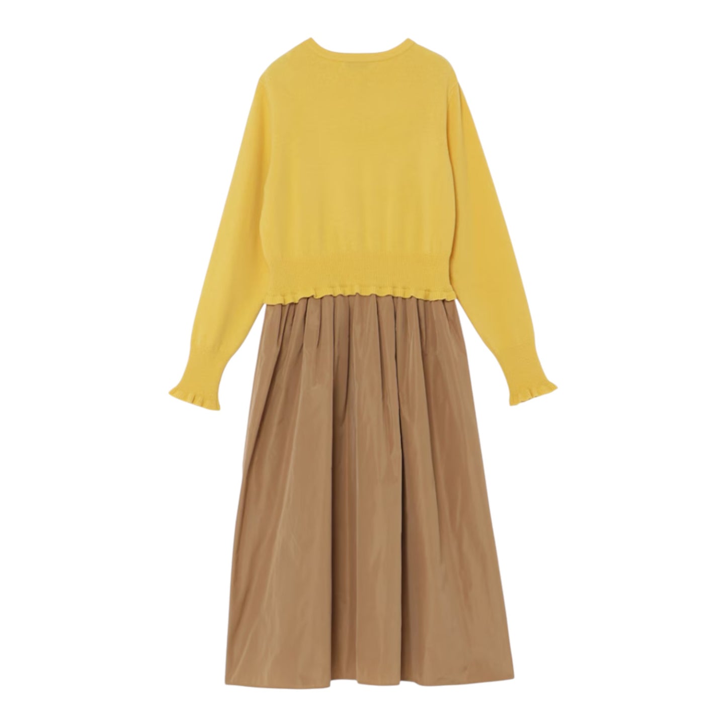 The Dual Elegance: Merino Knit & Taffeta Docking Dress