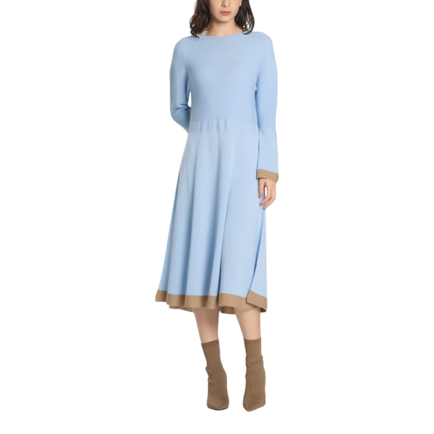 Modern Contrast: VICTORY Bicolor Knit Midi Dress