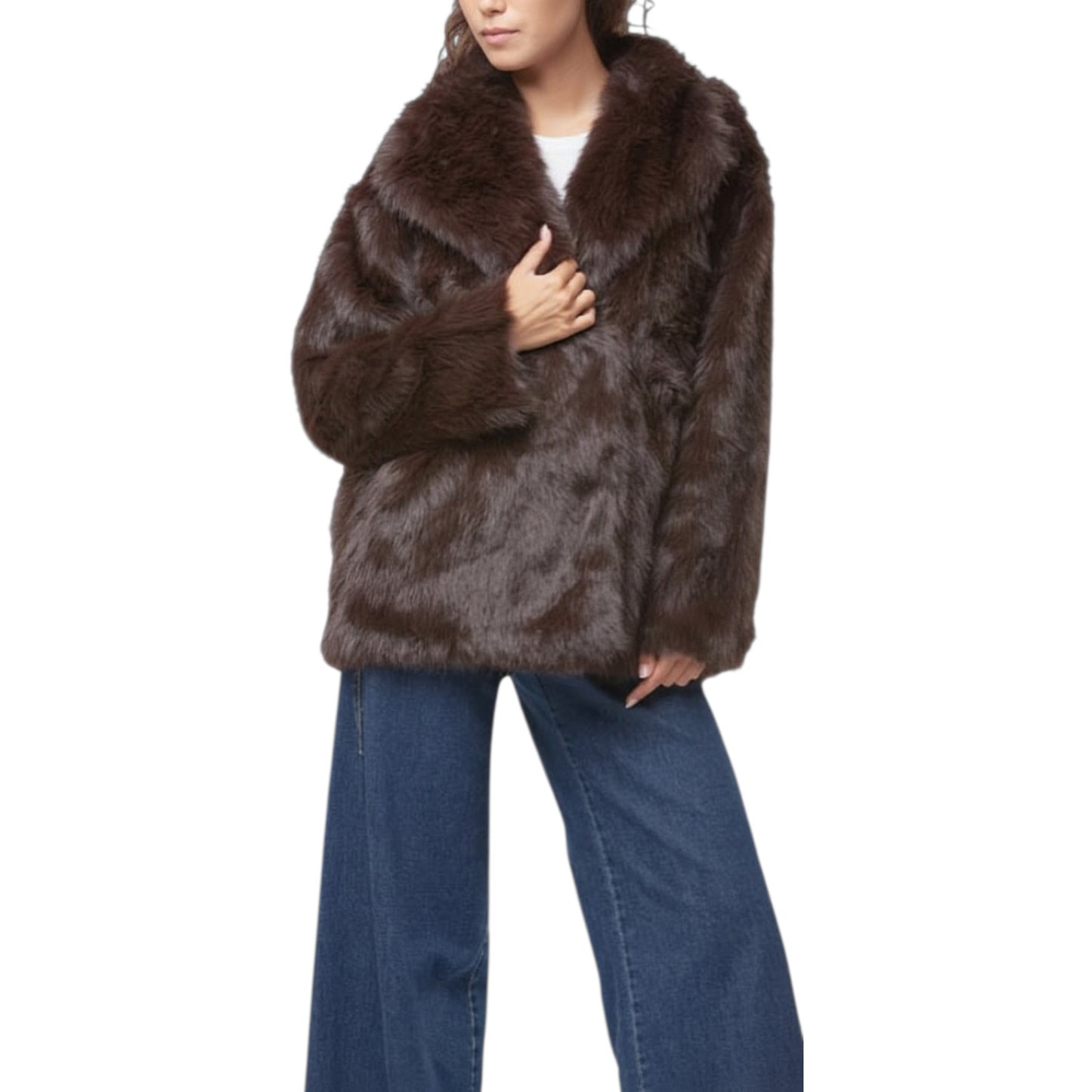 Venetian Cloud: Double-Breasted Eco-Fur Short Coat