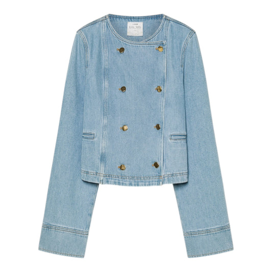 Indigo Reverie: The Double-Breasted Denim Muse