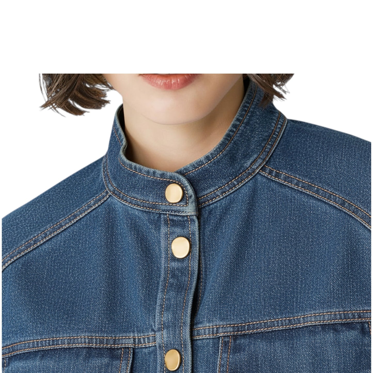 Indigo Whispers: The Fluid Gold-Button Denim Serenade