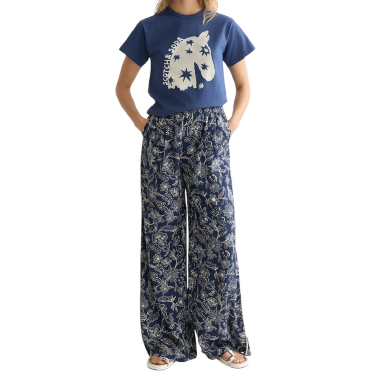 Fluid Serenity: The Printed Lyocell Wide-Leg