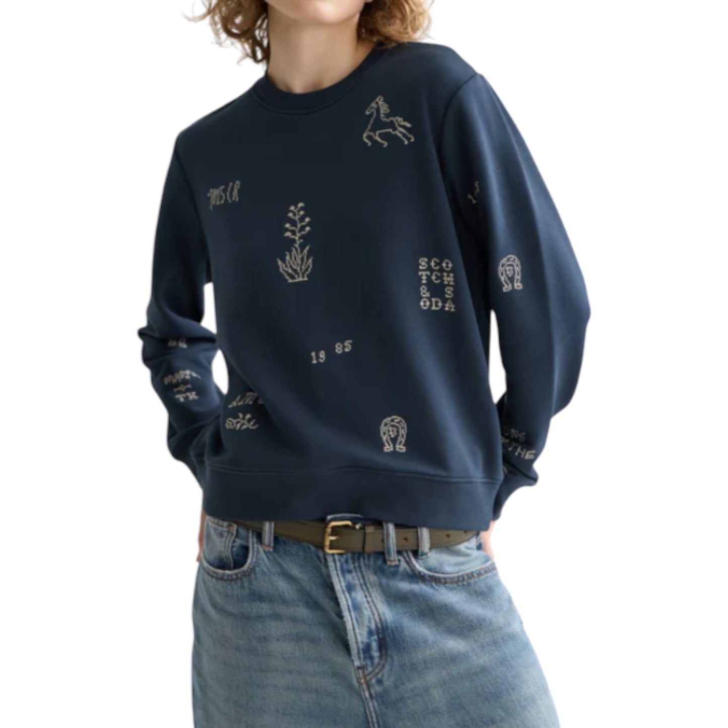 Midnight Muse: The Embroidered Artistry Sweatshirt
