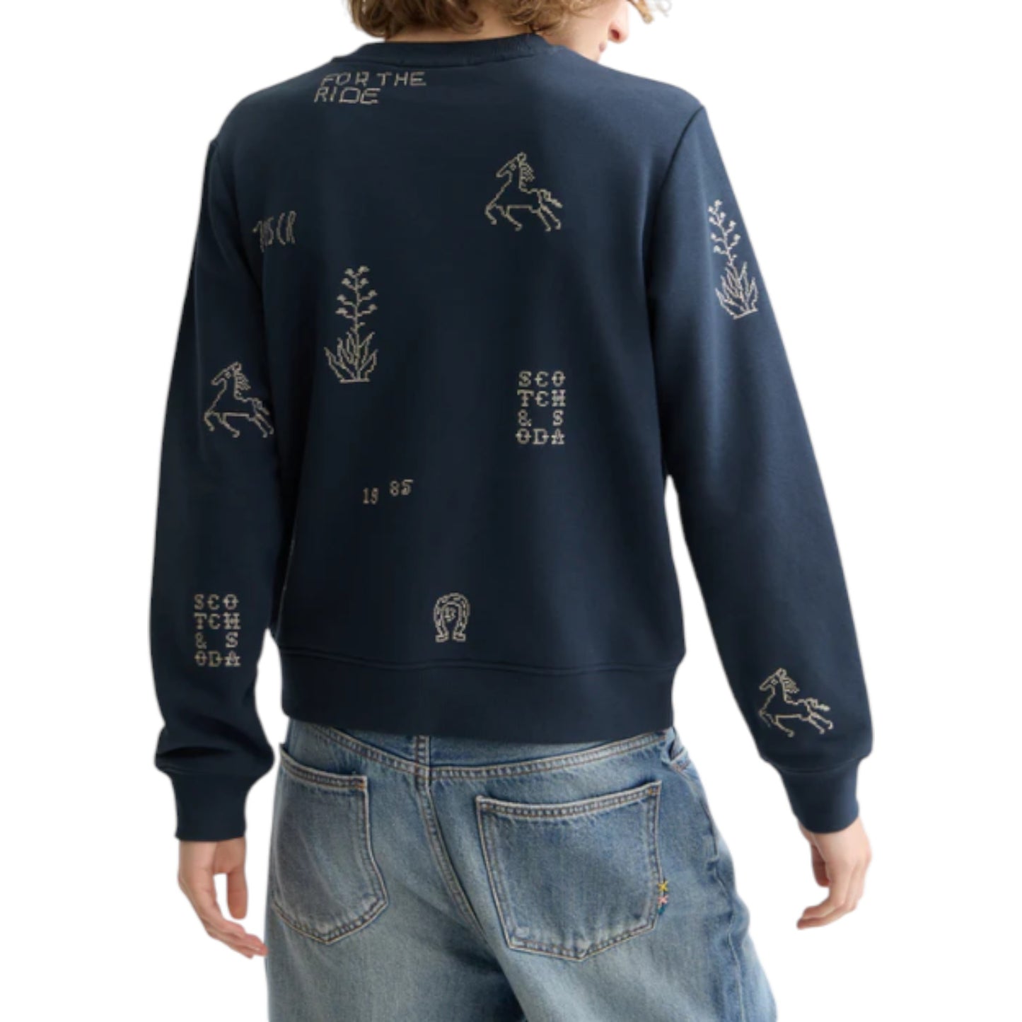 Midnight Muse: The Embroidered Artistry Sweatshirt