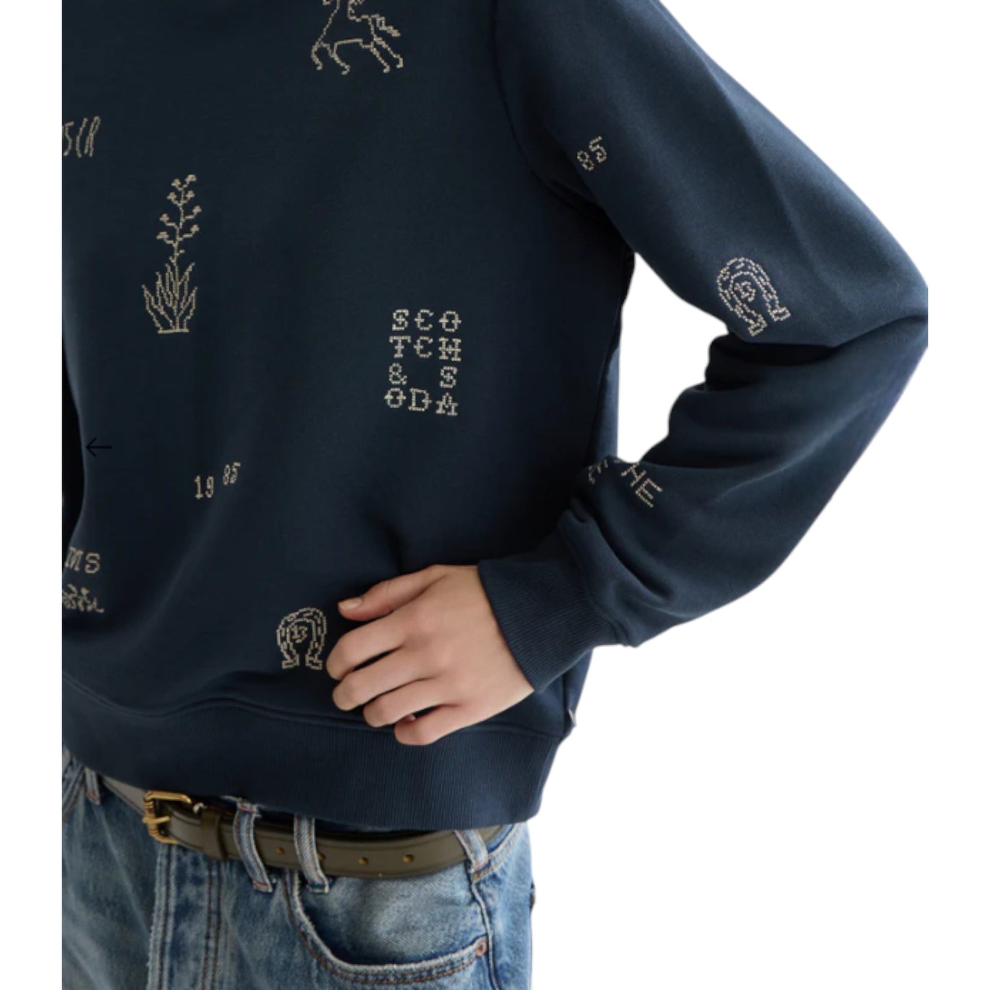 Midnight Muse: The Embroidered Artistry Sweatshirt