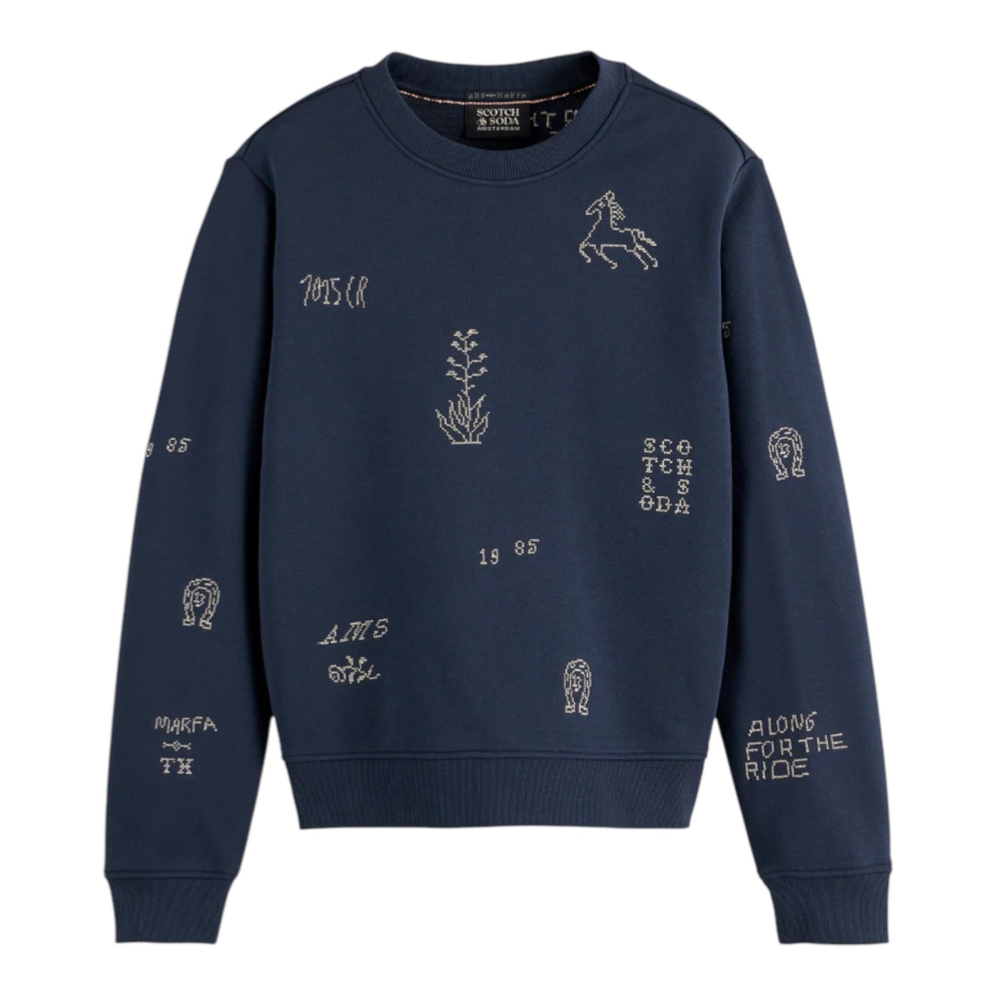 Midnight Muse: The Embroidered Artistry Sweatshirt