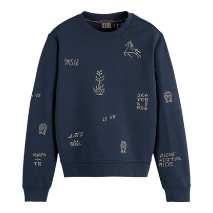 Midnight Muse: The Embroidered Artistry Sweatshirt