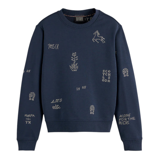 Midnight Muse: The Embroidered Artistry Sweatshirt