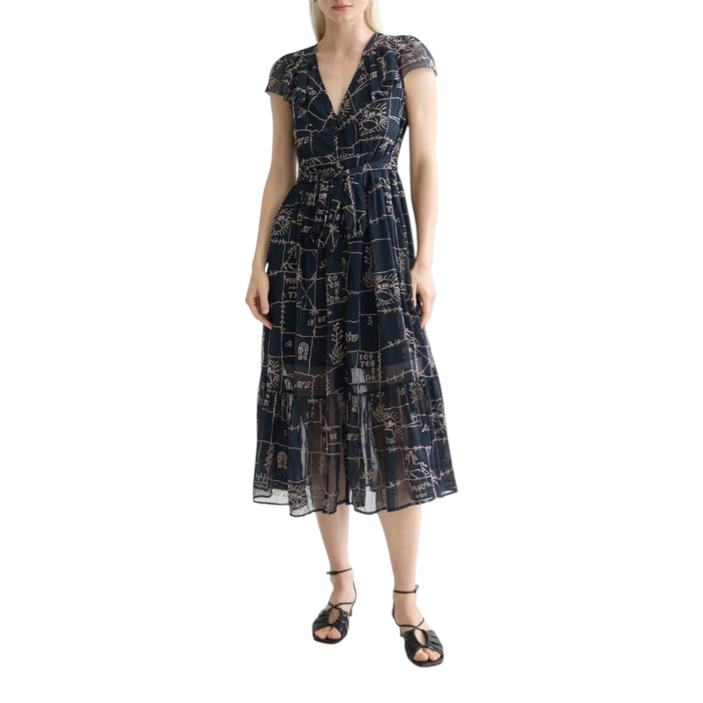 Artisanal Azure: The Cross-Stitch Embroidered Muse