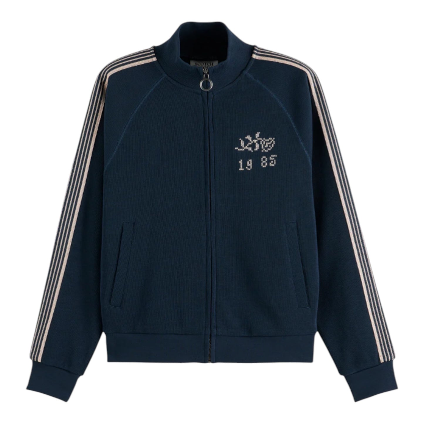 Midnight Velocity: The Embroidered Interlock Jacket