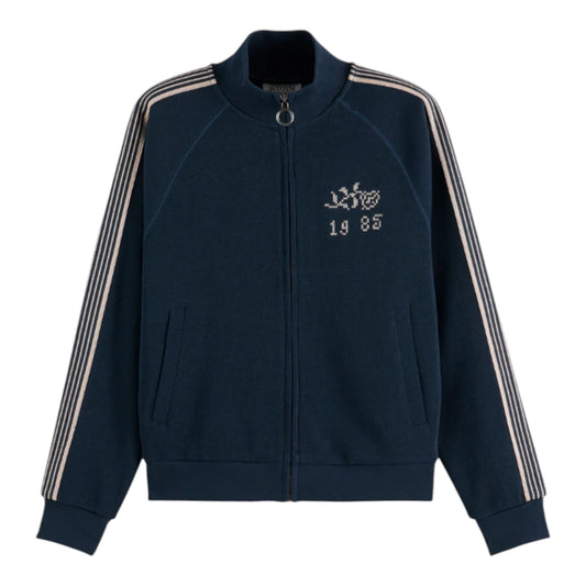 Midnight Velocity: The Embroidered Interlock Jacket